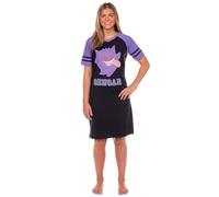 Pokemon Pajama Women's Varsity Raglan Sleep Shirt V-Neck Nightgown, Black/Purple, XL