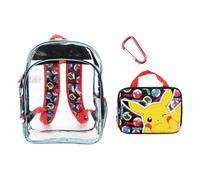 Bioworld Pokemon Pikachu 3-Piece Backpack & Lunchbox Set, Pokemon Clear, One size