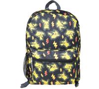 Bioworld Pokemon Pikachu All Over Print 16" Kids Backpack - Colorful Cartoon School Bag with Front Pocket & Side Mesh, Lightweight Travel Backpack for Boys & Girls
