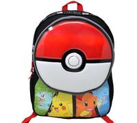 Bioworld Pokemon Pokeball 16" Backpack with Molded Round Front Pocket & Metallic Printing