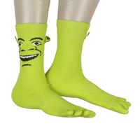 Bioworld Shrek Big Face 3D Ears Character Design Individual Toes Adult Mid-Calf Novelty Crew Socks 1 Pair, Green, One Size