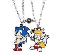 Bioworld Sonic The Hedgehog Jewelry Necklace Set Sonic and Tails Best Friend Necklaces Set For Women Men, Metal Alloy, No Gemstone, Metal, No Gemstone