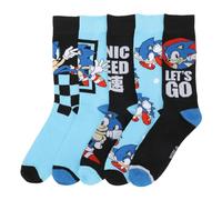 Bioworld Sonic The Hedgehog Sonic Speed Adult 5-Pair Casual Crew Socks, Multicolored, One Size