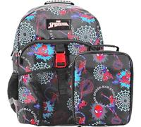 Spider-Man Superhero & Webs 16" Premium Backpack & Lunch Kit Set for Boys