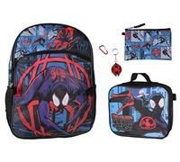 Bioworld Spiderman Backpack Miles Morales Lunch Box Key Chain Pencil Case Carabiner 5 pc Set