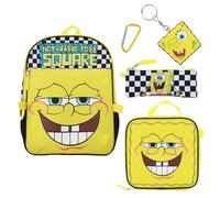 Bioworld Spongebob Squarepants 5-Piece Backpack & Lunchbox Set, Spongebob Yellow, One size, Art Deco