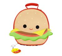Bioworld Squishmallows Carl The Cheeseburger 8.5” Lunch Tote With Carl and Floyd Keychains