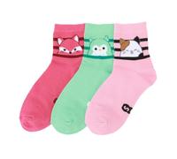 Bioworld Squishmallows Peekaboo Character Designs Adult 3-Pair Athletic Quarter Crew Socks, Multicolored, One Size