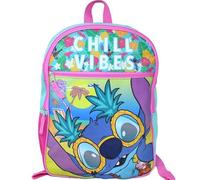 Bioworld Stitch 16" Kids Backpack - Colorful Cartoon School Bag with Front Pocket & Side Mesh, Lightweight Travel Backpack for Girls