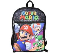 Bioworld Super Mario 16" Kids Backpack - Colorful Cartoon School Bag with Front Pocket & Side Mesh, Lightweight Travel Backpack for Boys & Girls, BPB6RSPSMB