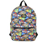 Bioworld Super Mario 16" Kids Backpack - Colorful Cartoon School Bag with Front Pocket & Side Mesh, Lightweight Travel Backpack for Boys & Girls, BPA88G4SMB