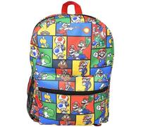 Bioworld Super Mario 16" Kids Backpack - Colorful Cartoon School Bag with Front Pocket & Side Mesh, Lightweight Travel Backpack for Boys & Girls
