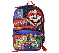 Bioworld Super Mario Black 16" Backpack with Lunch Bag Set, Black, L, Backpack