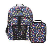 Bioworld Super Mario Bros. All-Over Print 2-Piece 16" Kids Backpack & Lunch Box Set For School And Travel