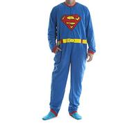Bioworld Superman DC Comics Adult Costume Pajamas Cosplay Jumpsuit, Blue, M