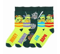Bioworld Teenage Mutant Ninja Turtles Characters 5-Pair Men's Casual Crew Socks, Multicolored, One Size