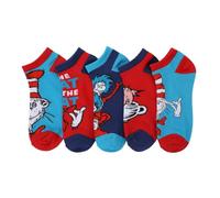 Bioworld The Cat In The Hat Character Womens 5-Pack Ankle Socks