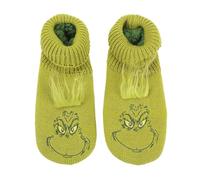 Bioworld The Grinch Big Face Naughty or Nice Women's Slipper Socks, Grinch Big Face Naughty Green, Large-X-Large
