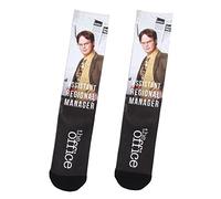 Bioworld The Office Men's Dwight Schrute Assistant To The Regional Manager Sublimated Adult Crew Socks 1 Pair, Black