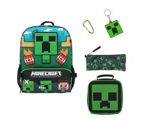 BIOWORLD Unisex Kid Minecraft Backpack Set (Little Kid/Big Kid) Green, ['Green'], ['One Size'], Minecraft Backpack Set (Little Kid/Big Kid)