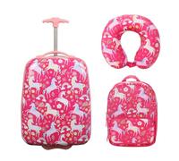 Bioworld Viggio Unicorn Print 2-Wheel Suitcase with Backpack and Neck Pillow - 3-Piece Travel Bag Set for Kids and Teens
