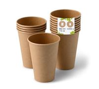 BIOZOYG 1000x Disposable Coffee Cups 180 ml / 7.5 oz Brown - Paper Cups for hot Drinks Plastic-Free - Coffee Cups Disposable