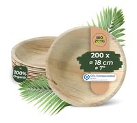 BIOZOYG 200x Palm Leaf Plates 25 x 25 cm - Eco Plates Compostable and Natural Eco Plates Compostable Platess - Round Party Tableware Eco-Friendly Eco-Friendly