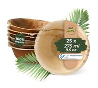 BIOZOYG 25x Palm Leaf Bowl 275 ml Round - Disposable Soup Plate, Compostable Salad Bowl Palm Leaf Bowl - Disposable Bowl Sustainable Partyware