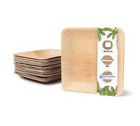 BIOZOYG 25x Palm Leaf Plates 15 x 15 cm - Eco Plates Compostable and Natural Disposable Plates - Square Party Tableware Eco-Friendly