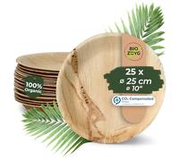 BIOZOYG 25x Palm Leaf Plates Diameter 23 cm - Eco Plates Compostable Plates, Natural - Round Party Tableware Eco-Friendly