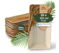 BIOZOYG 25x Snack Bowls Made from Palm Leaf 125 ml 13.5 x 8 cm Rectangular - Finger Food Bowls, Disposable Dishes - Disposable Snack Bowl Antipasti Plate