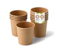 BIOZOYG 50x Disposable Coffee Cups 100 ml / 4 oz, Ø 62 mm Brown - Paper Cups for hot Drinks Plastic-Free - Coffee Cups Disposable