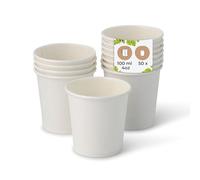 BIOZOYG 50x Disposable Coffee Cups 100 ml / 4 oz, Ø 62 mm White - Paper Cups for hot Drinks Plastic-Free - Coffee Cups Disposable