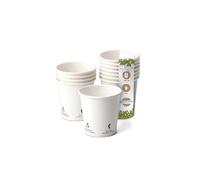 BIOZOYG 50x Disposable Coffee Cups 100 ml / 4 oz, Ø 62 mm White with Environmental Icons - Paper Cups for hot Drinks Plastic-Free - Coffee Cups Disposable
