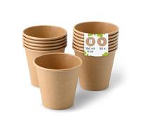 BIOZOYG 50x Disposable Coffee Cups 150 ml / 6 oz, Ø 80 mm Brown - Paper Cups for hot Drinks Plastic-Free - Coffee Cups Disposable