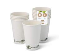 BIOZOYG 50x Disposable Coffee Cups 180 ml / 7.5 oz White with Environmental Motifs - Paper Cups for hot Drinks Plastic-Free - Coffee Cups Disposable