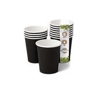 BIOZOYG 50x Disposable Coffee Cups 200 ml / 8 oz, Ø 80 mm Black - Paper Cups for hot Drinks Plastic-Free - Coffee Cups Disposable