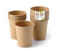 BIOZOYG 50x Disposable Coffee Cups 200 ml / 8 oz, Ø 80 mm Brown - Paper Cups for hot Drinks Plastic-Free - Coffee Cups Disposable