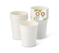 BIOZOYG 50x Disposable Coffee Cups 200 ml / 8 oz, Ø 80 mm White - Paper Cups for hot Drinks Plastic-Free - Coffee Cups Disposable