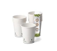BIOZOYG 50x Disposable Coffee Cups 200 ml / 8 oz, Ø 80 mm White with Environmental Icons - Paper Cups for hot Drinks Plastic-Free - Coffee Cups Disposable
