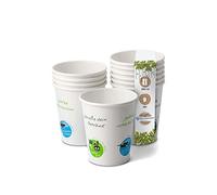 BIOZOYG 50x Disposable Coffee Cups 200 ml / 8 oz, Ø 80 mm White with Environmental Motifs - Paper Cups for hot Drinks Plastic-Free - Coffee Cups Disposable