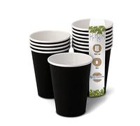 BIOZOYG 50x Disposable Coffee Cups 300 ml / 12 oz, Ø 90 mm Black - Paper Cups for hot Drinks Plastic-Free - Coffee Cups Disposable