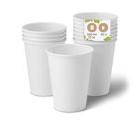 BIOZOYG 50x Disposable Coffee Cups 300 ml / 12 oz, Ø 90 mm White - Paper Cups for hot Drinks Plastic-Free - Coffee Cups Disposable