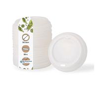 BIOZOYG Coffee To Go Lid for Drinking Cups Ø 90mm I 50 Paper Cup Lids made of CPLA Bioplastic 100% biodegradable, compostable, recyclable I Drinking Cup Lid with Hole white