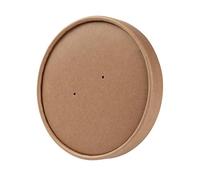 BIOZOYG Disposable Cup Lids for Organic Food Cups 24oz, 32oz I Compostable Cups Disposable Lids with water-based lacquer coating & Steam Holes I 25 biodegradable Cup Lid Cardboard brown