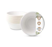 BIOZOYG Disposable Tableware Bowls Made from Sugar Cane I compostable, Biodegradable Tableware I Soup Plates Small Bowl Pasta Plate Serving Bowl I 50 x Soup Bowl 500ml, Round 15cm