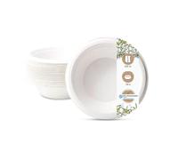 BIOZOYG Disposable Tableware Bowls Made from Sugar Cane I compostable, Biodegradable Tableware I Soup Plates Small Bowl Pasta Plate Serving Bowl I 50 x Soup Bowl 250ml, Round 16cm