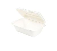 BIOZOYG sugarcane burger-box with hinged lid I 50 pcs. compostable snack packaging made of bagasse - biodegradable I chips menu box square I lunch-to-go-box 18 x 13,6 x 5,9 cm 50 pieces