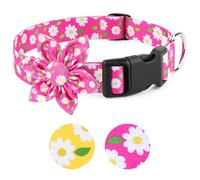 BiPawTi Flower Dog Collar, Soft Small Girl Dog Collar with Floral Patterns Decoration, Cute Summer Daisy Dog Collars for Puppy Boy Girl Female Male Pet (Pink, XS)