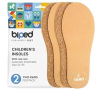 biped 2 Pairs of Premium Vegetable-Tanned Leather Insoles for Kids with Genuine Natural Cork - Soft, Breathable and Comfortable - fits All Children's Shoes z2767(24-25)